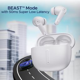 boAt Airdopes Max Truly Wireless in Ear Ear Buds w/ 100 HRS Playtime, Quad Mics with ENx Tech, Beast Mode(50ms Low Latency), ASAP Charge, Bluetooth v5.3 and IWP(Ivory White)