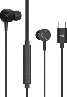 ZEBRONICS Zeb-Buds C2 in Ear Type C Wired Earphones with Mic, Braided 1.2 Metre Cable, Metallic Design, 10mm Drivers, in Line Mic & Volume Controller (Black)