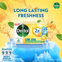 Dettol Lime Cool Bathing Soap Bar with 2x Menthol, 125gm Pack of 8