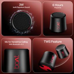 boAt Stone Uno, 3W Signature Sound, 6HRS Battery, TWS Feature, Bluetooth v5.4 & Type-C Interface, Bluetooth Speaker, Wireless Speaker, Portable Speaker(Raging Black)