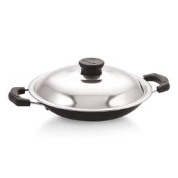 N-DURAA Premium Non-Stick Appachetty  with Lid, 20 Cm,Medium Size