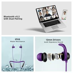 boAt Rockerz 255 Neo in-Ear Bluetooth Neckband with Mic with ENx Tech, Smart Magnetic Buds, ASAP Charge, Upto 25 Hours Playback, 12MM Drivers, Beast Mode, Dual Pairing (Purple Haze)