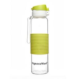 Signoraware Aqua Flip Top Glass Water Bottle, 550ml, Green