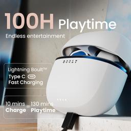 Boult Audio Curve Buds Pro with 100H Playtime, 4 Mics Clear Calling, 40ms Low Latency Gaming, Made in India, Equalizer Modes, Bluetooth 5.3 Blink & Pair™ True Wireless in Ear Earbuds (White Wave)