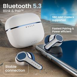 Boult Audio Curve Buds Pro with 100H Playtime, 4 Mics Clear Calling, 40ms Low Latency Gaming, Made in India, Equalizer Modes, Bluetooth 5.3 Blink & Pair™ True Wireless in Ear Earbuds (White Wave)