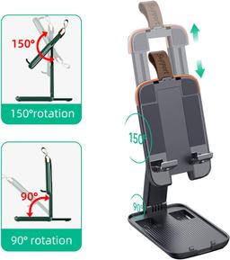 IVON Cell Phone Stand, Portable Fully Foldable Cell Phone Holder,Adjustable Phone Dock Cradle Compatible with Phone 11 Pro, iPad Mini, Nintendo Switch,Tablets