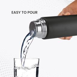 MILTON Glide 1000 Stainless Steel Water Bottle, 1 Litre, Black, Single walled, Leak Proof, Easy Grip, Easy to Carry, Light Weight, Home, Kitchen, Travel Bottle