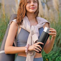 MILTON Glide 1000 Stainless Steel Water Bottle, 1 Litre, Black, Single walled, Leak Proof, Easy Grip, Easy to Carry, Light Weight, Home, Kitchen, Travel Bottle