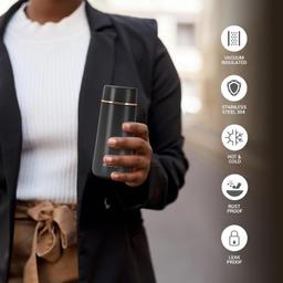 Milton Starlit 270 Thermosteel Insulated Water Bottle, 270 ml, Black| Hot and Cold | Leak Proof | Office Bottle | Sports | Home | Kitchen | Hiking | Treking | Travel | Easy to Carry | Rust Proof