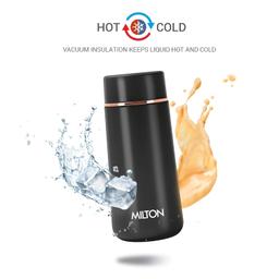 Milton Starlit 270 Thermosteel Insulated Water Bottle, 270 ml, Black| Hot and Cold | Leak Proof | Office Bottle | Sports | Home | Kitchen | Hiking | Treking | Travel | Easy to Carry | Rust Proof