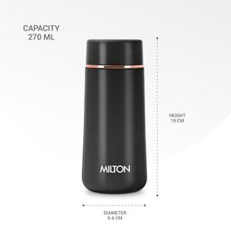 Milton Starlit 270 Thermosteel Insulated Water Bottle, 270 ml, Black| Hot and Cold | Leak Proof | Office Bottle | Sports | Home | Kitchen | Hiking | Treking | Travel | Easy to Carry | Rust Proof