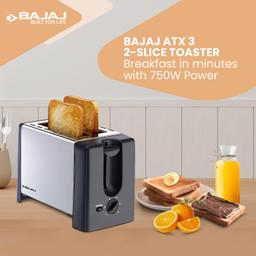 Bajaj ATX3 Auto POP Up Sandwitch Toaster Black 750W 2 Slices