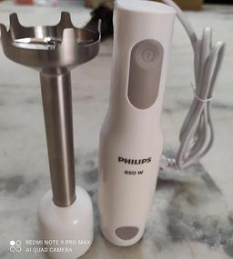 Philips Hand Blender HL1600/00-650W Powerful Motor, Detachable Steel Rod, Single Button Release