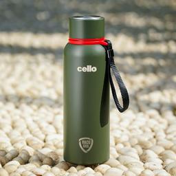 Cello Duro Kent Thermosteel Water Bottle 900ml, Military Green | ISI Certified | 24 Hours Hot & Cold Flask | Double Walled Vacuum Insulated Bottle