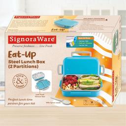 Signora Ware Eat-Up Stainless Steel Lunch Box for Kids Adults, Puf Insulation Keeps Food Warm, Food Grade Bpa Free, 2 Compartments with Locking Lid and Steam Valve, Spill Leak Proof (750Ml Red)