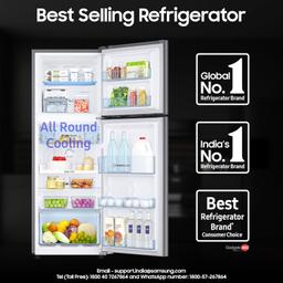 Samsung 236 L, 3 Star, Digital Inverter, Frost Free Double Door Refrigerator (RT28C3053S8/HL, Silver, Elegant Inox, 2024 Model)