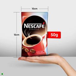 NESCAFE Classic Instant Coffee Powder | Instant Coffee Made with Robusta Beans | Roasted Coffee Beans | 100% Pure Coffee | 45 grams Pouch