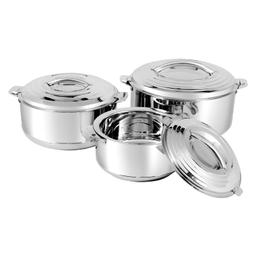 N-Duraa Stainless Steel Hot Pot Casserole Set. Hot and Cold Dish.Capacity 1000ml, 1500ml, 2500ml  Set of 3.