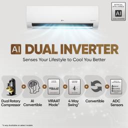 LG 1 Ton 4 Star DUAL Inverter Split AC (Copper, AI Convertible 6-in-1 with VIRAAT Mode, Faster Cooling & Energy Saving, 4 Way Swing, HD Filter with AntiVirus Protection, US-Q13JNYE, White)