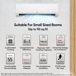 LG 1 Ton 4 Star DUAL Inverter Split AC (Copper, AI Convertible 6-in-1 with VIRAAT Mode, Faster Cooling & Energy Saving, 4 Way Swing, HD Filter with AntiVirus Protection, US-Q13JNYE, White)