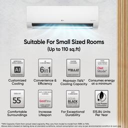LG 1 Ton 5 Star DUAL Inverter Split AC (Copper, AI Convertible 6-in-1 with VIRAAT Mode, Faster Cooling & Energy Saving, 4 Way Swing, HD Filter with AntiVirus Protection, US-Q14YNZE, White)