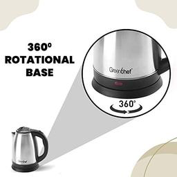 GREENCHEF Automatic Stainless Steel Electric Kettle (Silver Black,1.5L),600 Watts,1.5 Liter