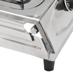 N-DURAA Solid Stainless Steel 2 Brass Burner Gas Stove Cooktop LPG Chulha Manual Ignition ISI Certified Silver.