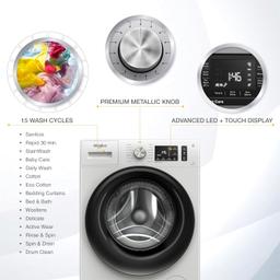 Whirlpool 7 Kg 5 Star Inverter Front Load Fully Automatic Washing Machine with In-Built Heater (XS7010BWW52E, Crystal White, 100+ Tough Stains, Steam Technology, 6th Sense Soft Move, 2024 Model)