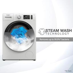 Whirlpool 7 Kg 5 Star Inverter Front Load Fully Automatic Washing Machine with In-Built Heater (XS7010BWW52E, Crystal White, 100+ Tough Stains, Steam Technology, 6th Sense Soft Move, 2024 Model)