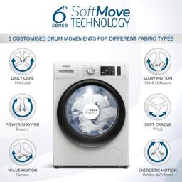 Whirlpool 7 Kg 5 Star Inverter Front Load Fully Automatic Washing Machine with In-Built Heater (XS7010BWW52E, Crystal White, 100+ Tough Stains, Steam Technology, 6th Sense Soft Move, 2024 Model)