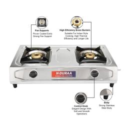 N-DURAA Jumbo plus Stainless Steel High Efficiency 2 Burner Gas Stove