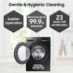 Samsung 9 kg, Hygiene Steam with Inbuilt Heater, Digital Inverter, Fully-Automatic Front Load Washing Machine,