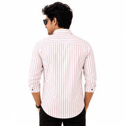 Men White Slim Fit Stripe Casual Shirt