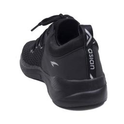 Asian Brand Men's Creta-12 Laced Sports Shoes (F.Black) & ASIAN Men's Casual Walking Lightweight Design Chappal (Combo Pack Of 2)