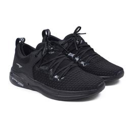 Asian Brand Men's Creta-12 Laced Sports Shoes (F.Black) & ASIAN Men's Casual Walking Lightweight Design Chappal (Combo Pack Of 2)