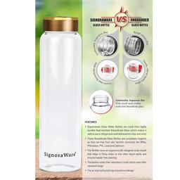 Asian Mattel Finish Stainless Steel Water Bottle 1000ml & SignoraWare Claro Pro Glass Bottle,750 ml