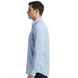 Light Blue and White Striped Pattern, Long Sleeves, and a Spread Collar