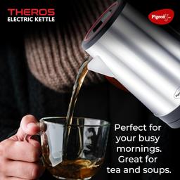 Pigeon by Stovekraft Theros Electric Kettle with Stainless Steel Body, 1.7 litre, used for boiling Water, making tea and coffee, instant noodles, soup etc. (Silver)