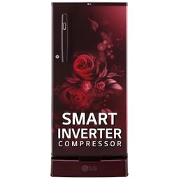LG 185 L 4 Star Inverter Direct-Cool Single Door Refrigerator (GL-D199OSEY, Scarlet Euphoria, Base stand with drawer)