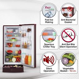 LG 185 L 4 Star Inverter Direct-Cool Single Door Refrigerator (GL-D199OSEY, Scarlet Euphoria, Base stand with drawer)