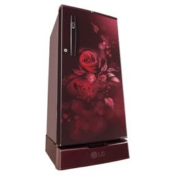 LG 185 L 4 Star Inverter Direct-Cool Single Door Refrigerator (GL-D199OSEY, Scarlet Euphoria, Base stand with drawer)