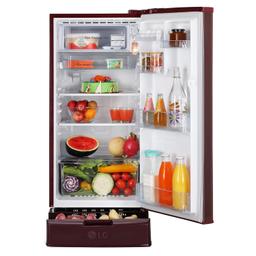 LG 185 L 4 Star Inverter Direct-Cool Single Door Refrigerator (GL-D199OSEY, Scarlet Euphoria, Base stand with drawer)