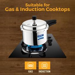 KENT Triply Pressure Cooker Outer Lid 3 Litre | Heavy Encapsulated Bottom | Injection Moduled Handle For Durability | Lead Free Safety Valve | Induction Friendly | Silver