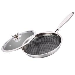 N-Duraa Triply Stainless Steel Honey Comb Set of 4 with Glass Lid (Fry Pan 220 MM + Kadai 240 MM + Concave tawa 250mm + Dosa Tawa 290mm ) + Free Card