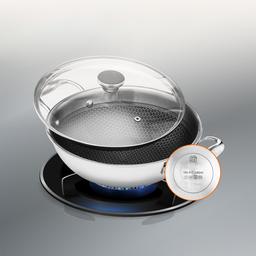 N-Duraa Heavy Thickness Triply Stainless Steel Honey comb Surface Kadai 220mm with Glass Lid & Triply 3 Bonded Layer