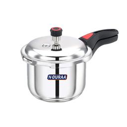 N-Duraa Stainless Steel Pressure Cooker with Outer Lid Combo 5ltr and 2ltr