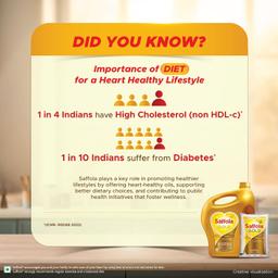 Saffola Gold Refined Cooking oil | Blended of Rice Bran & Sunflower oil | 5 Litre Jar