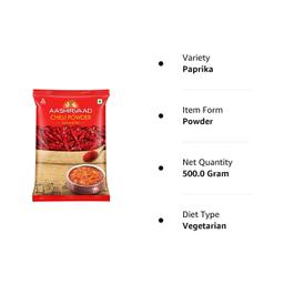 Aashirvaad Chilli Powder, 500g Pack, Red Hot Chilli Powder with No Added Flavours and Colours