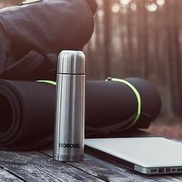 Borosil Hydra Thermo 1000 ml Stainless Steel Water Bottle with Bag | Double Wall Vacuum Insulated Flask | 24 Hours Hot and Cold | Bottle for Office, Gym, School & College (Black)