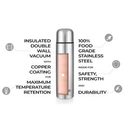 Borosil Hydra Thermo 1000 ml Stainless Steel Water Bottle with Bag | Double Wall Vacuum Insulated Flask | 24 Hours Hot and Cold | Bottle for Office, Gym, School & College (Black)